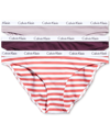 Calvin Klein Women's Carousel Cotton 3-pack Bikini Underwear Qd3588 In Red