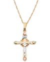 BLACK HILLS GOLD CRUCIFIX PENDANT IN 10K YELLOW GOLD WITH 12K ROSE AND GREEN GOLD