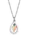 BLACK HILLS GOLD TEARDROP PENDANT 18" NECKLACE IN STERLING SILVER WITH 12K ROSE AND GREEN GOLD