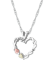 BLACK HILLS GOLD HEART PENDANT 18" NECKLACE IN STERLING SILVER WITH 12K ROSE AND GREEN GOLD