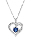 MACY'S LAB CREATED CEYLON SAPPHIRE (1-5/8 CT. T.W.) & DIAMOND ACCENT HEART 18" PENDANT NECKLACE IN STERLING