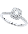 Macy's Diamond Emerald-cut Halo Engagement Ring (1/3 Ct. T.w.) In 14k White Gold In Gold
