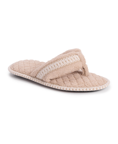 Muk Luks Women's Darlene Thong Slipper In Honey Wheat