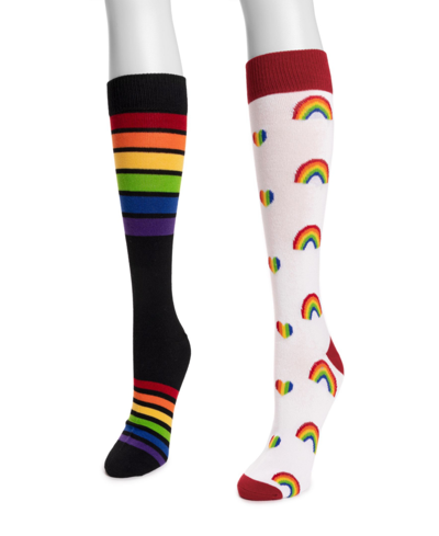 Muk Luks Unisex 2 Pair Pack Knee High Pride Socks In Rainbow Pa