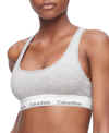 Calvin Klein Plus Modern Cotton Unlined Racerback Bralette In Gray