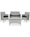 Safavieh Chrystie Outdoor 4-pc. Seating Set (1 Loveseat, 2 Chairs & 1 Coffee Table) In Gray