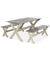 Safavieh Marina Outdoor 3pc Dining Set With 63in Table And 2 Backless Benches In Gray