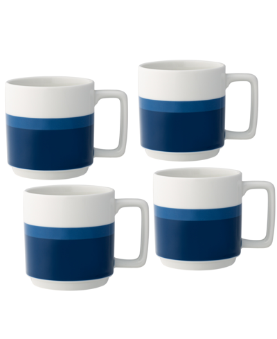 Noritake Colorstax Stripe Mugs, Set Of 4 In Blue