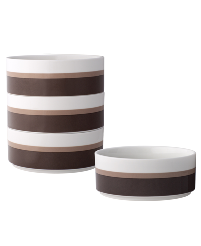 Noritake Colorstax Stripe Cereal Bowls, Set Of 4 In Brown