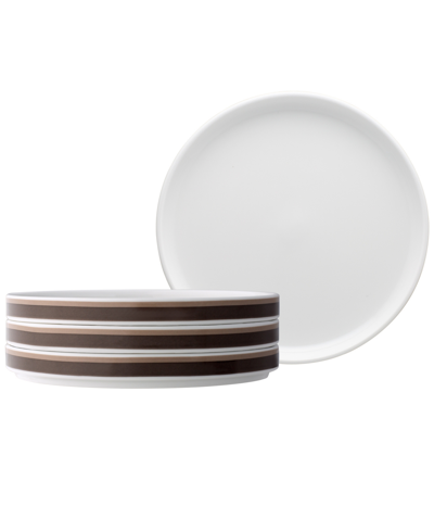 Noritake Colorstax Stripe Salad Plates, Set Of 4 In Brown