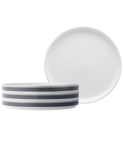Noritake Colorstax Stripe Salad Plates, Set Of 4 In Gray
