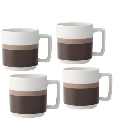 Noritake Colorstax Stripe Mugs, Set Of 4 In Brown