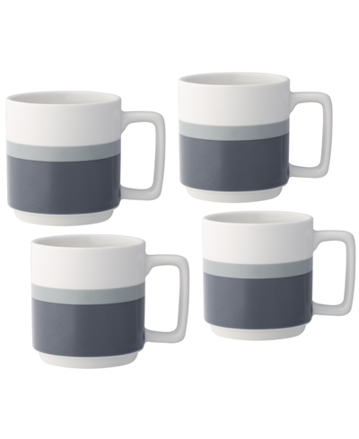 Noritake Colorstax Stripe Mugs, Set Of 4 In Gray