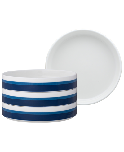 Noritake Colorstax Stripe Deep Plate, Set Of 4 In Blue
