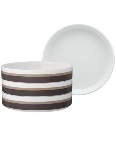Noritake Colorstax Stripe Deep Plate, Set Of 4 In Brown