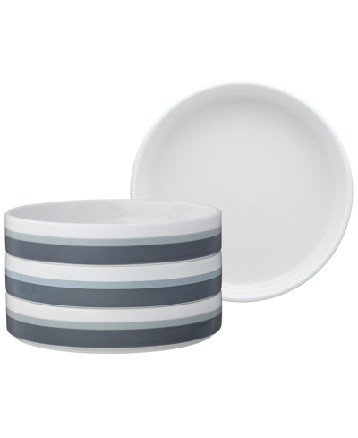 Noritake Colorstax Stripe Deep Plate, Set Of 4 In Gray