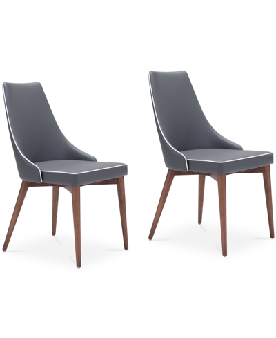 Zuo Set Of 2 Moor Dining Chair In Gray