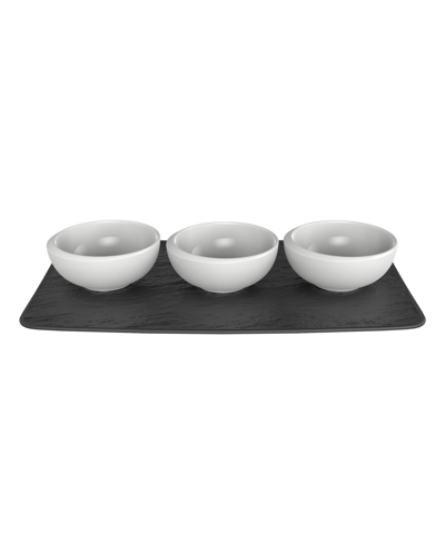 Villeroy & Boch Villeroy And Boch New Moon 4-piece Dip Bowl & Tray Set In White