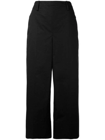 Lemaire Cropped Wide Leg Trousers In Black
