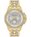 BULOVA MEN'S CRYSTAL ACCENTED GOLD-TONE STAINLESS STEEL BRACELET WATCH 43MM