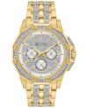 Bulova Men's Crystal Accented Gold-tone Stainless Steel Bracelet Watch 43mm In White