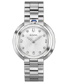 Bulova Rubaiyat Womens Diamond Accent Silver Tone Stainless Steel Bracelet Watch 96p184 In White