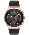 Bulova Men's Chronograph Curv Black Rubber Strap Watch 44mm In White