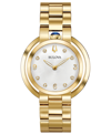 Bulova Rubaiyat Womens Diamond Accent Gold Tone Stainless Steel Bracelet Watch 97p125 In White