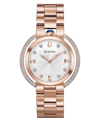 BULOVA WOMEN'S RUBAIYAT DIAMOND (1/4 CT. T.W.) ROSE GOLD-TONE STAINLESS STEEL BRACELET WATCH 35MM