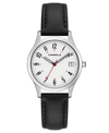 Caravelle Designed By Bulova Women's Black Leather Strap Watch 30mm Women's Shoes In White