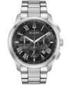 Bulova Men's Chronograph Wilton Stainless Steel Bracelet Watch 46.5mm In White