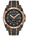 Bulova Men's Precisionist Champlain Diamond-accent Gray & Rose Gold-tone Stainless Steel Bracelet Watch 46. In White