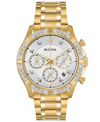 Bulova Men's Chronograph Diamond-accent Gold-tone Stainless Steel Bracelet Watch 42mm, Created For Macy's In White