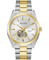 Bulova Surveyor Mens Automatic Two Tone Stainless Steel Bracelet Watch 98a284 In Multi