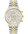 BULOVA MEN'S CLASSIC CHRONOGRAPH TWO-TONE STAINLESS STEEL BRACELET WATCH 41MM, CREATED FOR MACY'S WOMEN'S S