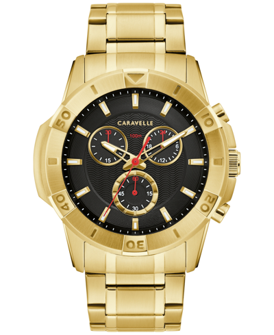 Caravelle Designed By Bulova Men's Chronograph Gold Tone Stainless Steel Bracelet Watch 44mm Women's Shoes In Gold-tone