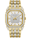 Bulova Crystal Octava Mens Crystal Accent Two Tone Stainless Steel Bracelet Watch 98a295 In Gold