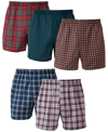 HANES MEN'S 5-PK. ULTIMATE FRESHIQ TARTAN PRINT WOVEN BOXERS