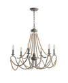 Jonathan Y Rustica 6-light 27" Adjustable Greige, Wood Bead Led Chandelier In Gray