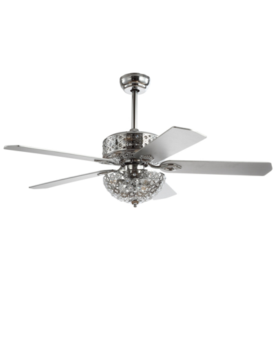 Jonathan Y Zara 52" Filigree 6-light, Wood Led Ceiling Fan In Silver