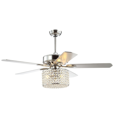 Jonathan Y Brandy 52" 3-light Crystal Prism Drum Led Ceiling Fan With Remote In Silver