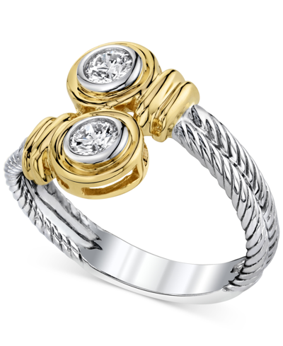 Macy's Diamond Twist Ring (1/3 Ct. T.w.) In 14k White & Yellow Gold In Two-tone