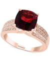 Effy Collection Effy Garnet (3-1/4 Ct. T.w.) And Diamond (1/5 Ct. T.w.) Ring In 14k Rose Gold In Red