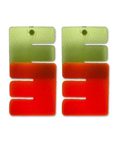 Swanky Designs Double E Drop Earrings In Olive Green