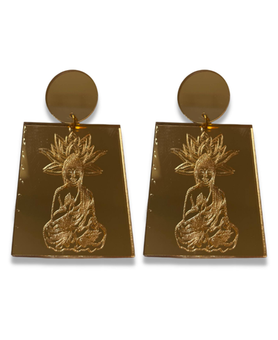 Swanky Designs Buddah Love Drop Earrings In Gold