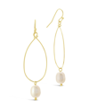 Sterling Forever Rhodium Plated 10mm Pearl Teardrop Dangle Earrings In Gold