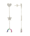 Sterling Forever Sterling Silver Fai Cz Charm Dangle Earrings In Metallic