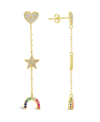 Sterling Forever Sterling Silver Fai Cz Charm Dangle Earrings In Gold