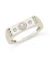 Sterling Forever Women's Sterling Silver Imitation Pearl And Cubic Zirconia Bar Ring In Silver