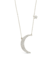 Sterling Forever Cubic Zirconia Crescent Star Charm Necklace In Silver